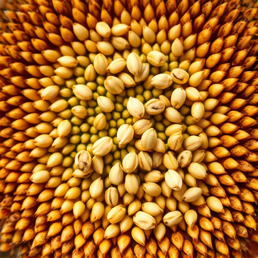 Close-up of sunflower and millet seeds