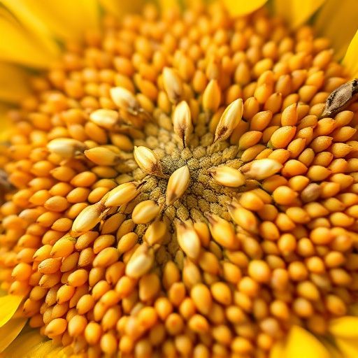 Close-up of sunflower and millet seeds