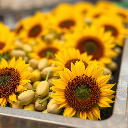 Close-up of sunflower hearts in tray