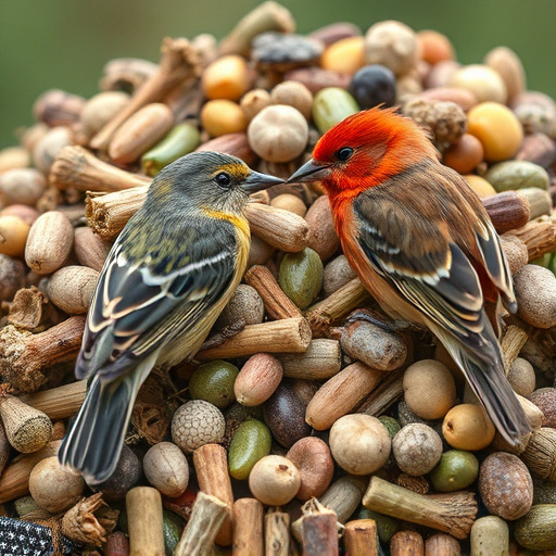 Close-up of varied seeds for birds