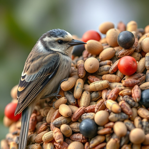 Close-up of varied seeds for birds