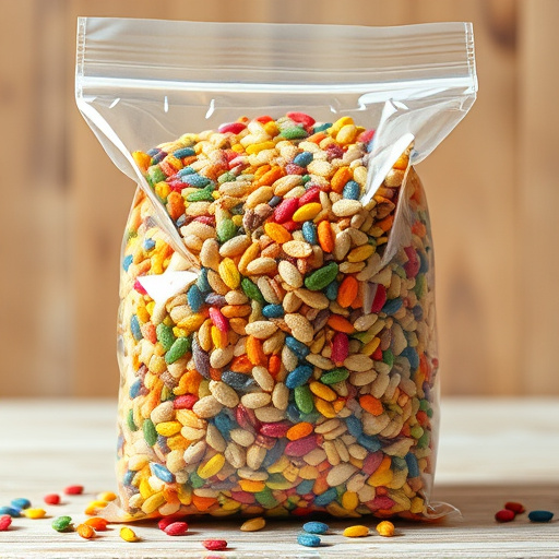 Colourful bird seed blend in clear bag