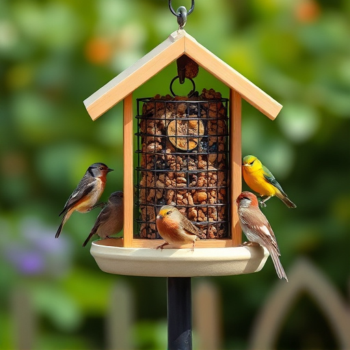 Compact bird feeding station with small birds