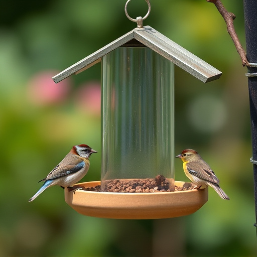 Compact bird feeding station with small birds