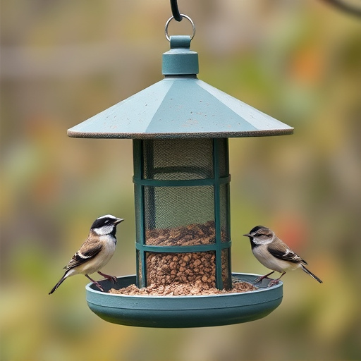 Compact bird feeding station with small birds