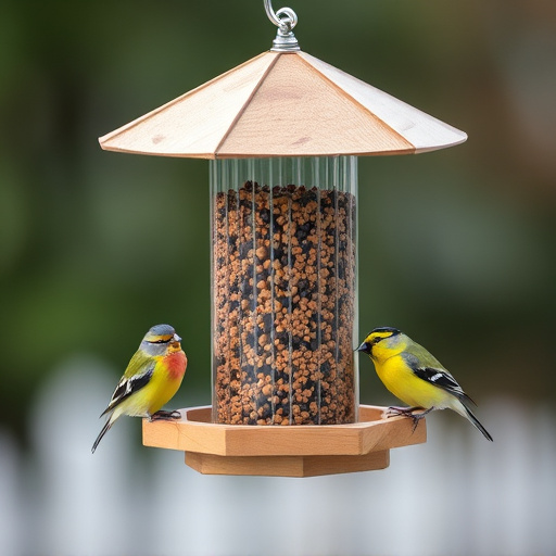 Compact bird feeding station with small birds