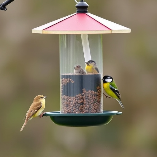 Compact bird feeding station with small birds