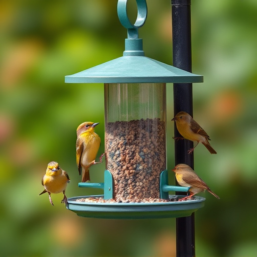 Compact bird feeding station with small birds