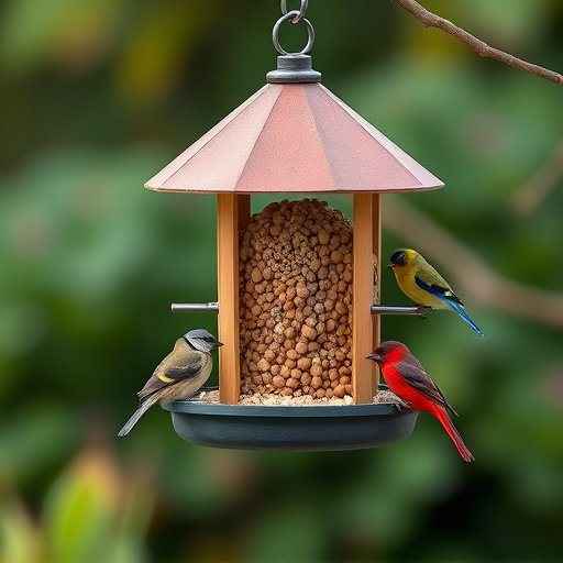 Compact bird feeding station with small birds