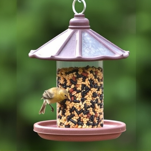 Covered bird feeder preventing seed spills