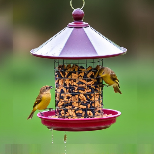 Covered bird feeder preventing seed spills