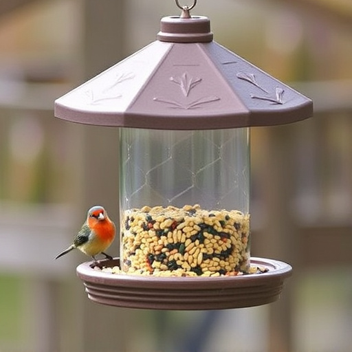 Covered bird feeder preventing seed spills