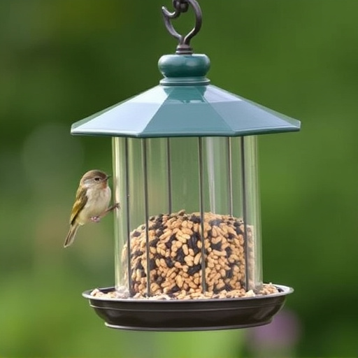 Covered bird feeder preventing seed spills