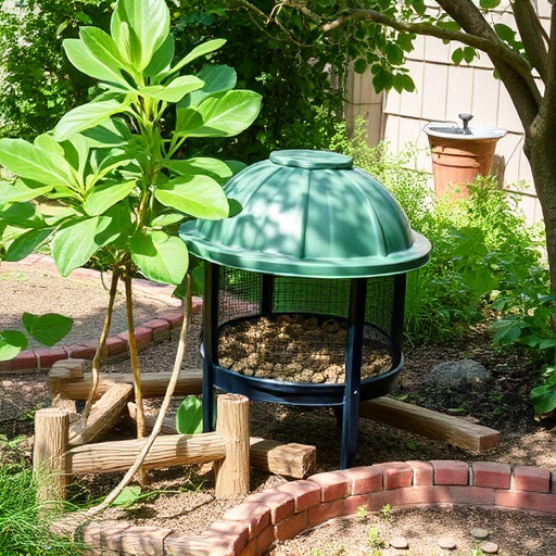 Covered ground feeder in shaded garden