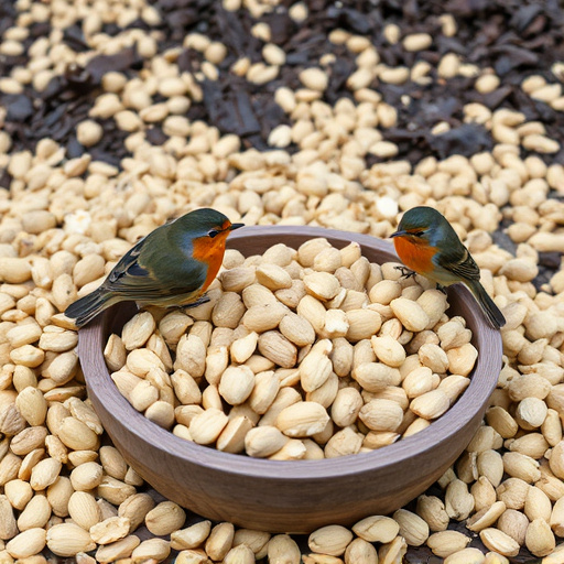 Crushed peanuts for garden robins
