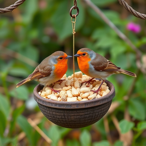 Crushed peanuts for garden robins