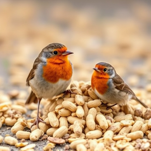 Crushed peanuts for garden robins