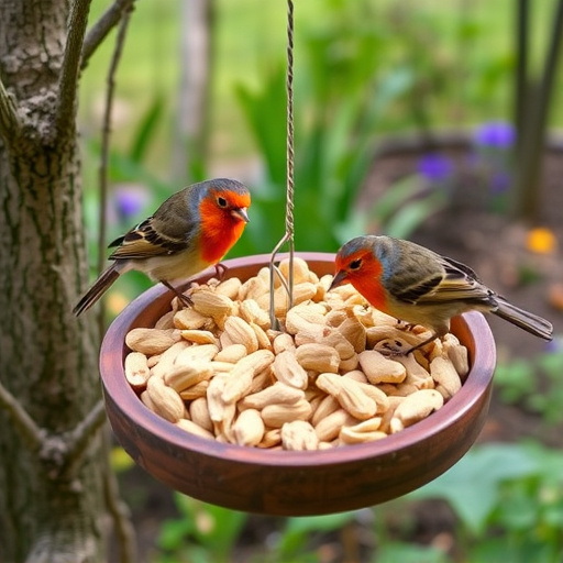 Crushed peanuts for garden robins