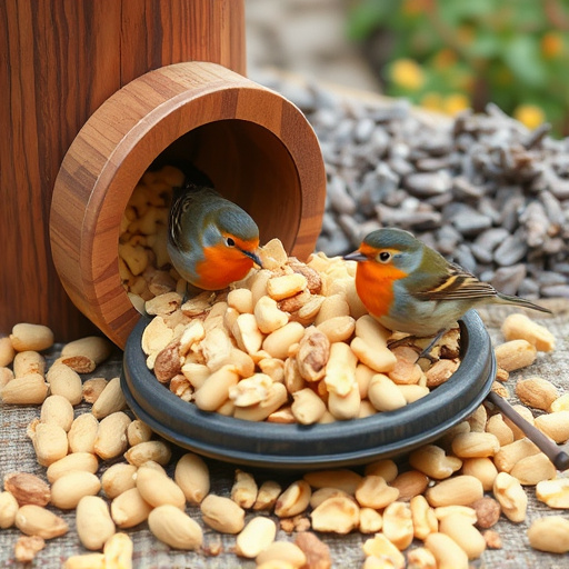 Crushed peanuts for garden robins