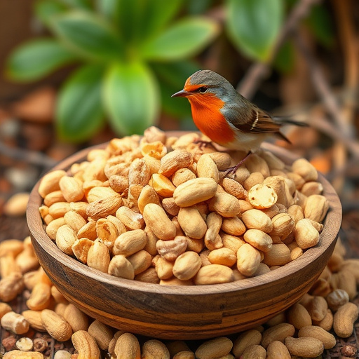 Crushed peanuts for garden robins