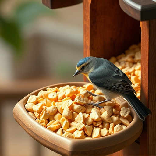 Crushed peanuts offered on feeding tray
