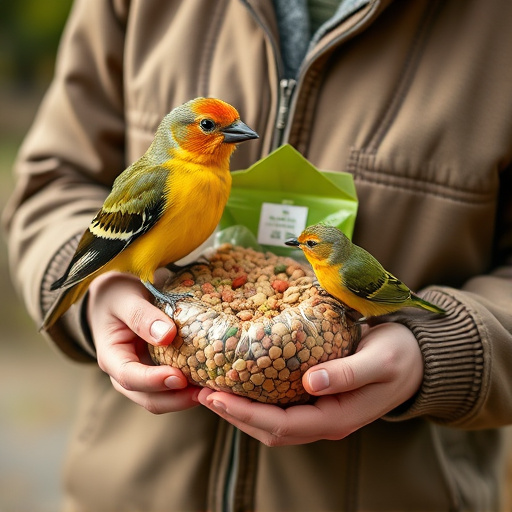 Customer holding budget bird food pack