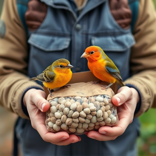 Customer holding budget bird food pack