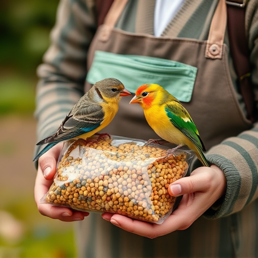 Customer holding budget bird food pack