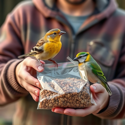 Customer holding budget bird food pack