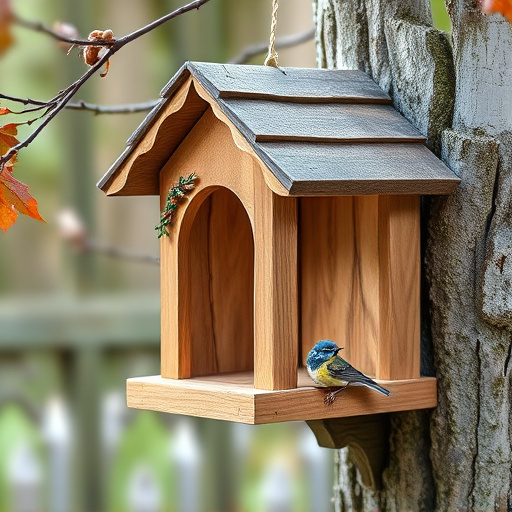 Decorative bird box in natural setting
