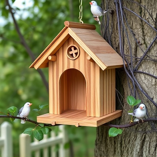Decorative bird box in natural setting