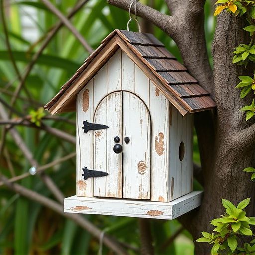 Decorative bird box in natural setting