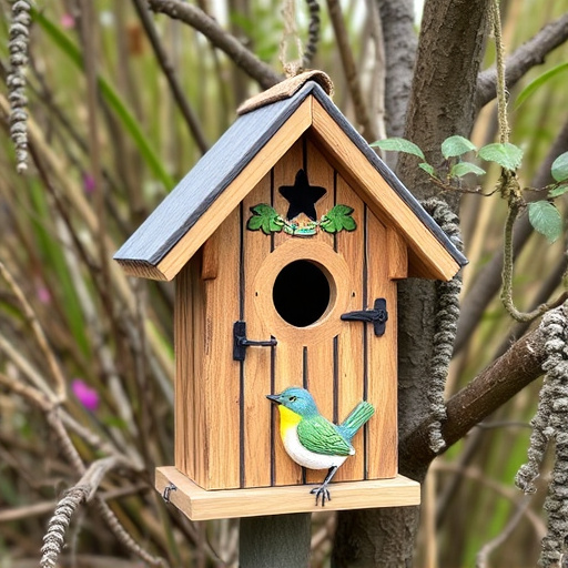 Decorative bird box in natural setting