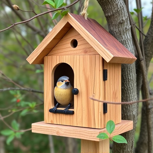 Decorative bird box in natural setting