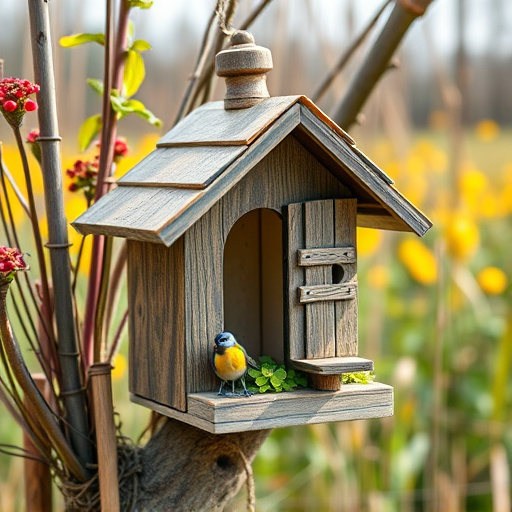 Decorative bird box in natural setting
