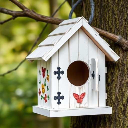Decorative bird box in natural setting