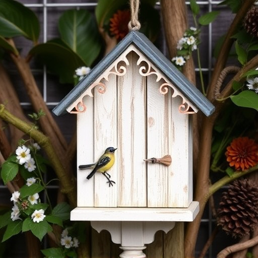 Decorative bird box in natural setting