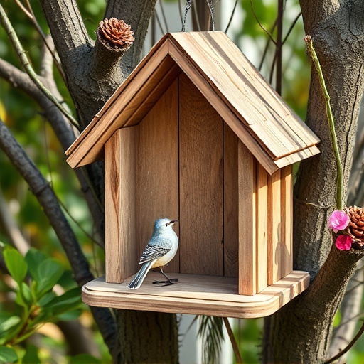 Decorative bird box in natural setting