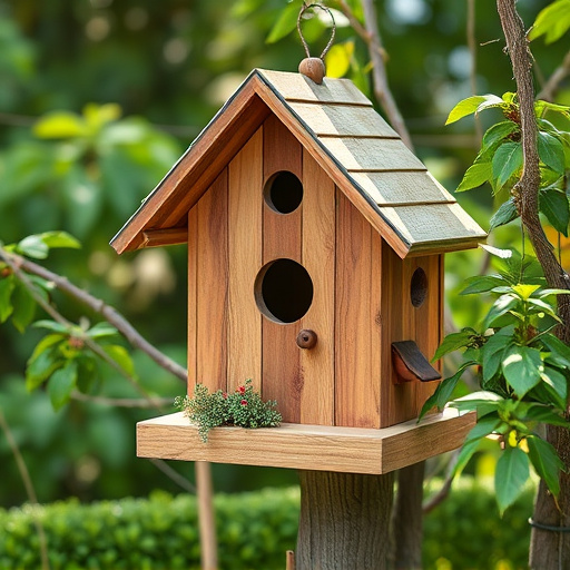 Decorative bird box in natural setting