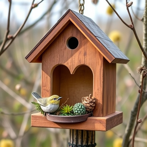 Decorative bird box in natural setting