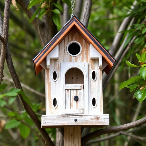Decorative bird box in natural setting