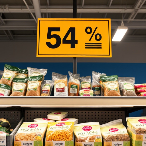 Discount sign above bird food shelf