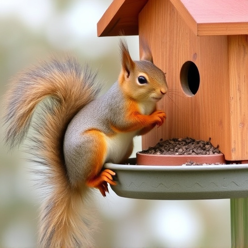 DIY squirrel barrier around bird feeder