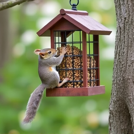 DIY squirrel barrier around bird feeder