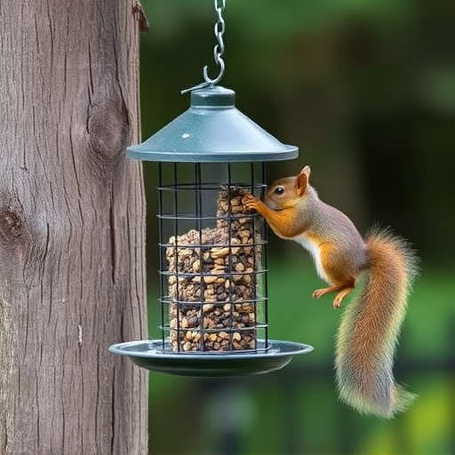DIY squirrel barrier around bird feeder