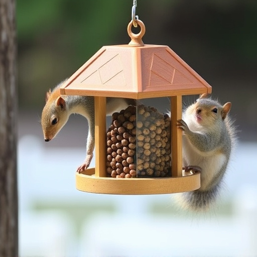 DIY squirrel barrier around bird feeder