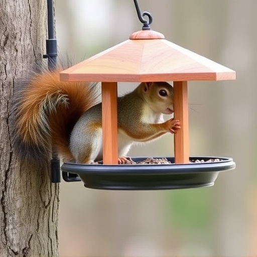 DIY squirrel barrier around bird feeder