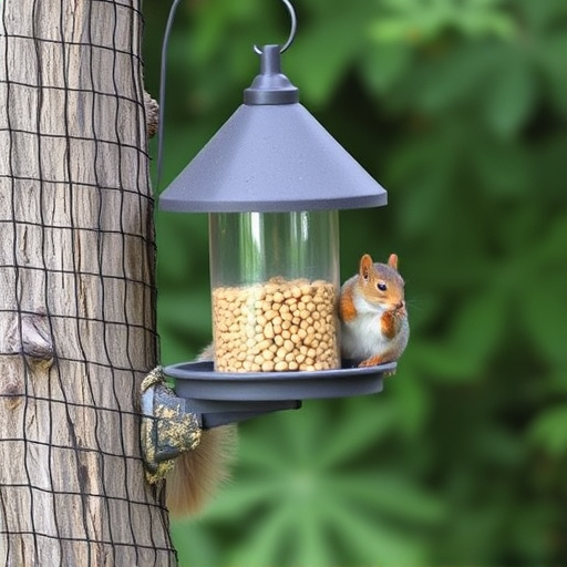 DIY squirrel barrier around bird feeder