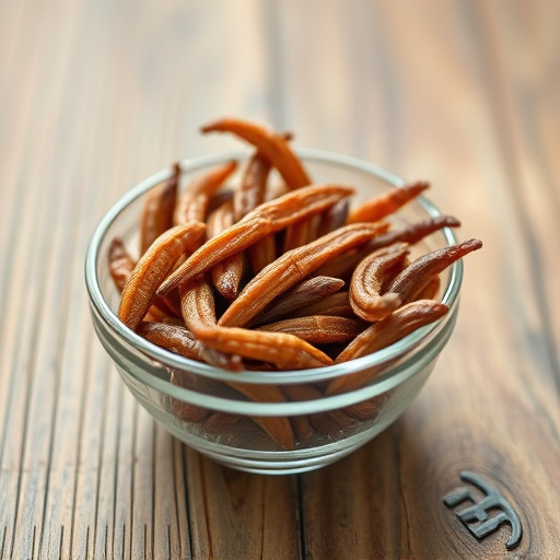 Dried mealworms in small bowl