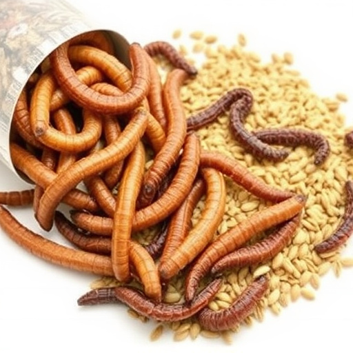 Dried mealworms next to seed mix